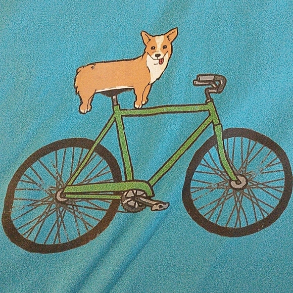 Threadless Corgi on a Bike cyan tshirt (M)🐶🚲🐾 - Picture 3 of 5